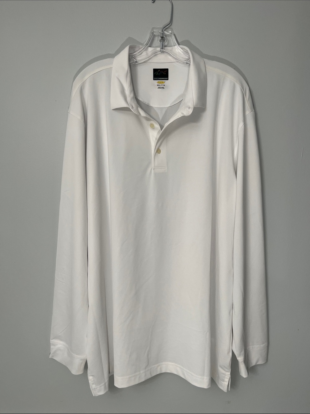 Greg Norman Men’s White Long-Sleeve Polo Shirt - Picture 1 of 4